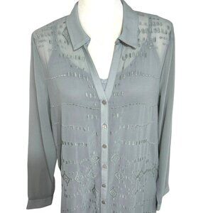 SOFT SURROUNDINGS 2-Piece Embroidered‎ Gray Maxi Dress - Size Medium